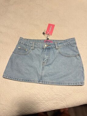 Edikted Light Blue Denim Mini Skirt